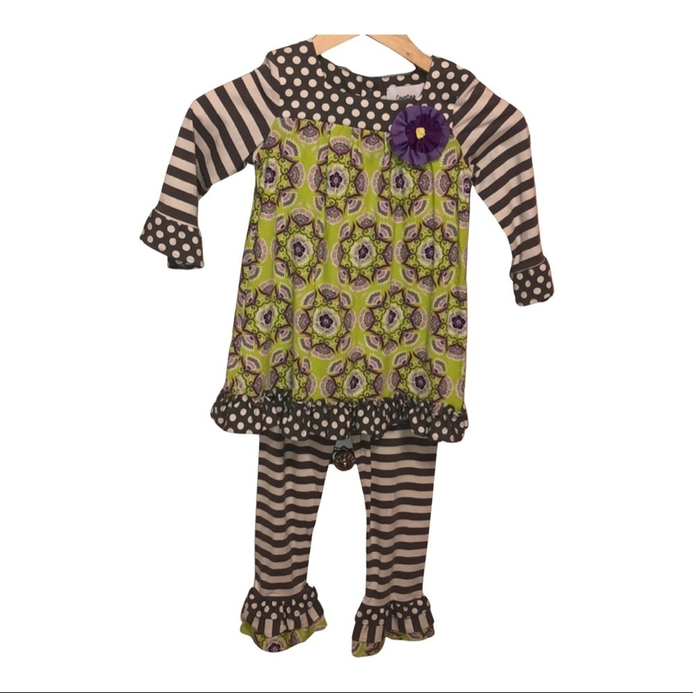Counting daisies new with tags size6x 2piece set green and purple